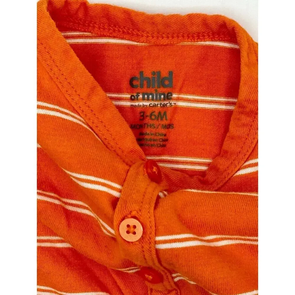 Child of Mine by Carter’s Whale Romper Size 3-6 Months Orange White Blue (933)